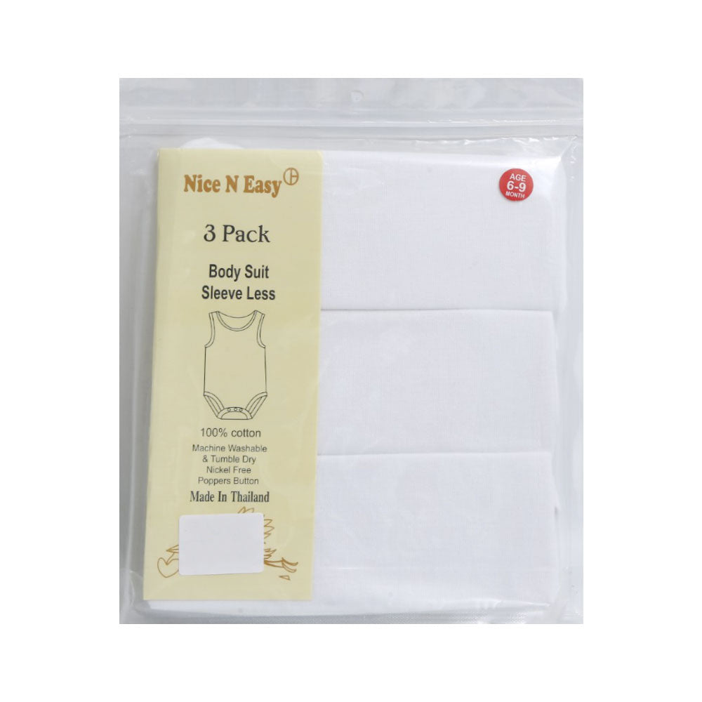 S/L BODY SUIT 3PC PACK NICE & EASY MZS-25 6-9M