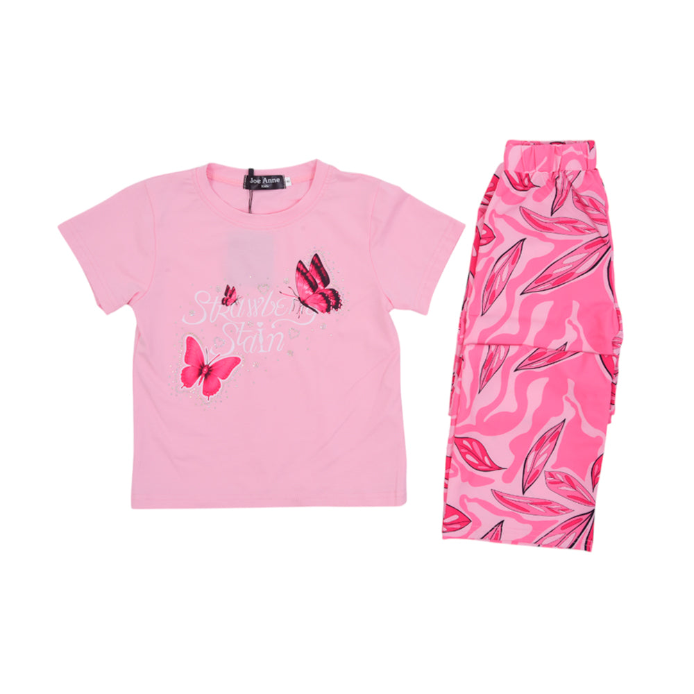 GIRLS S/S 2PC BLOUSE SUIT Y/T MZS-25 5-6 YEAR 32