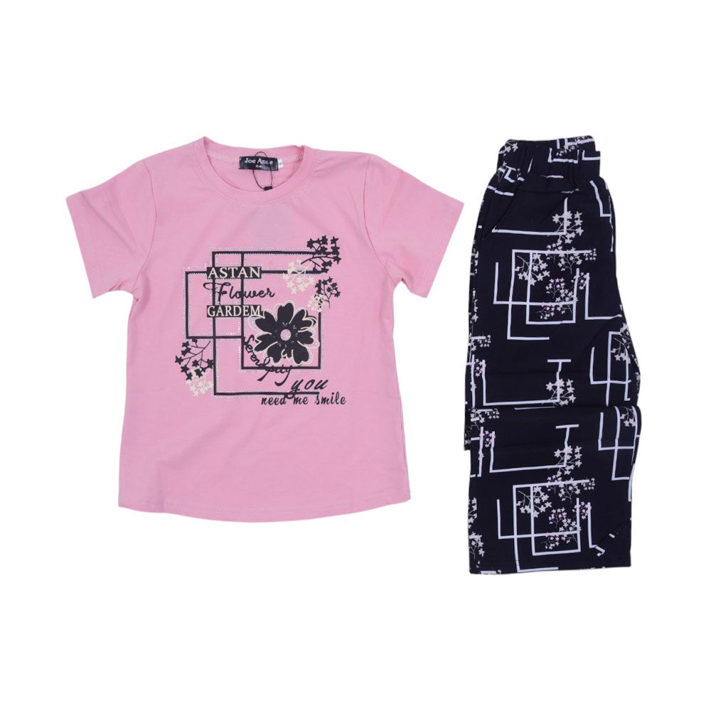 GIRLS S/S 2PC BLOUSE SUIT Y/T MZS-25 5-6 YEAR 37