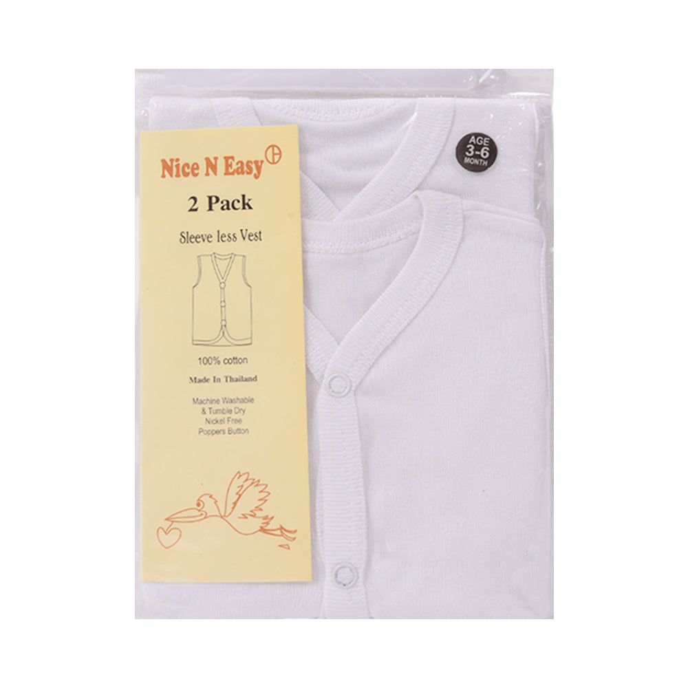 S/L VEST FRONT OPEN 2PC PACK NICE&EASY MZS-25 3-6M