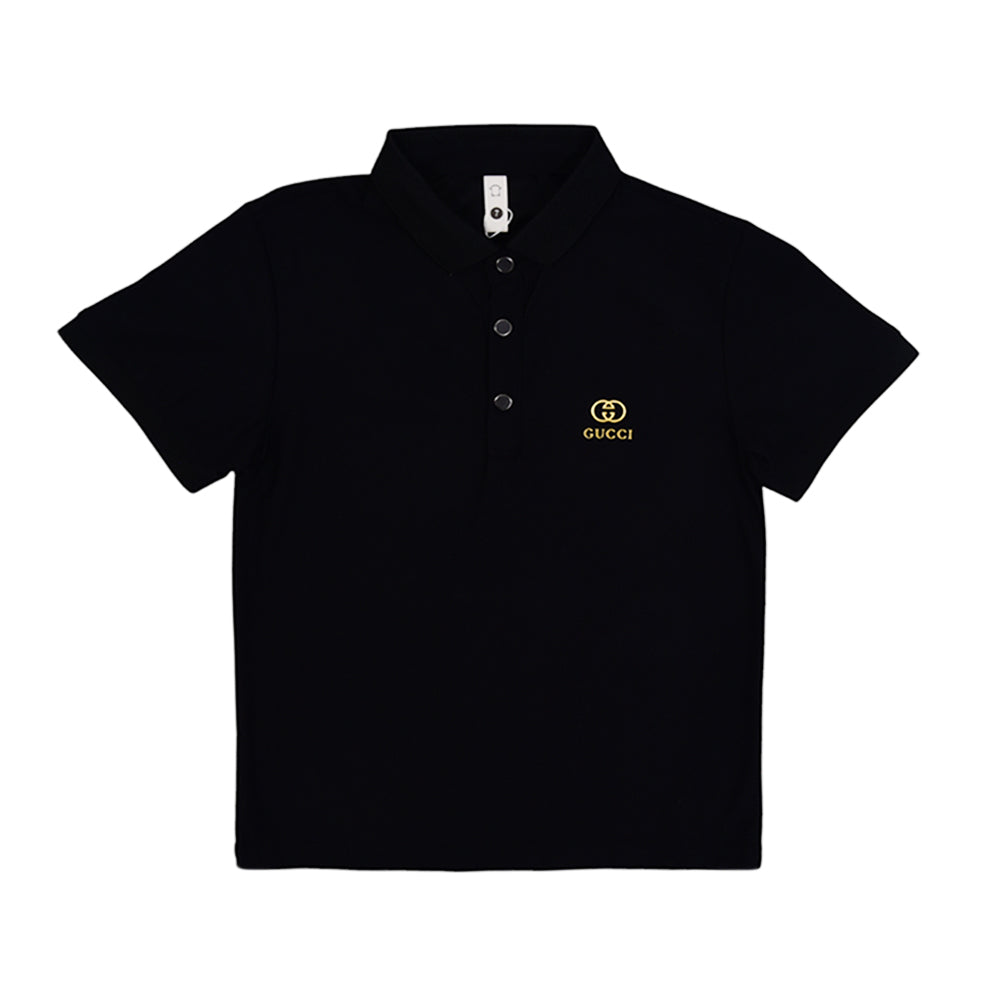 BOY S/S POLO T-SHIRT BRANDED BLACK MZS-25 3-4 YEAR 7095 M/G