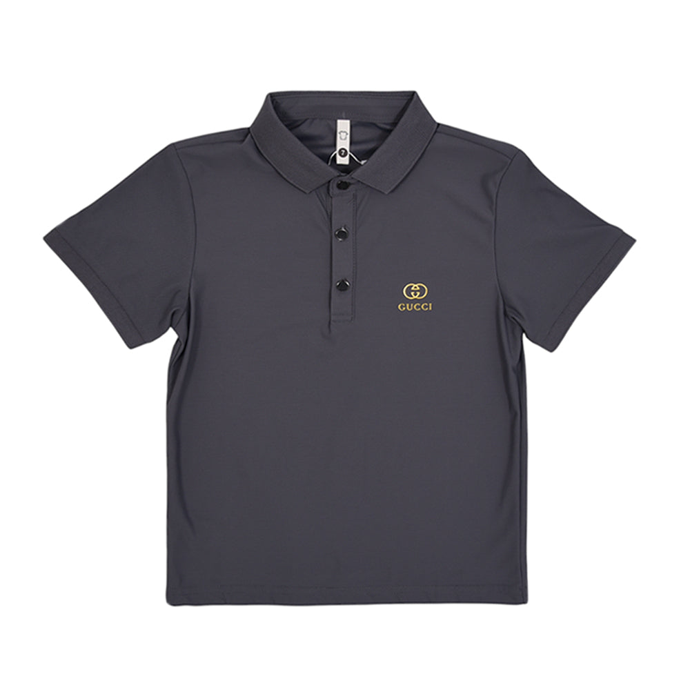 BOY S/S POLO T-SHIRT BRANDED GREY MZS-25 3-4 YEAR 7095 M/G
