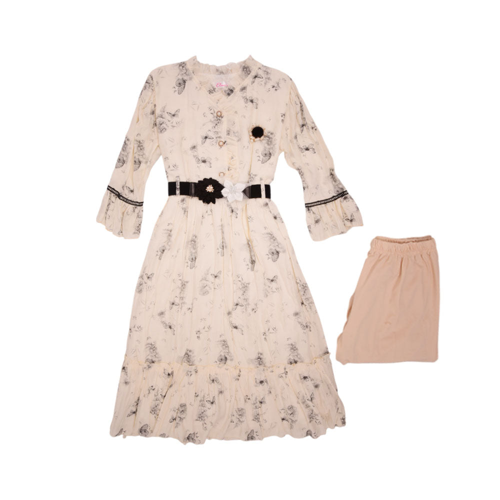 GIRLS L/S 2PC PRINTED FROCK NZS-25 12-13 YEAR 021