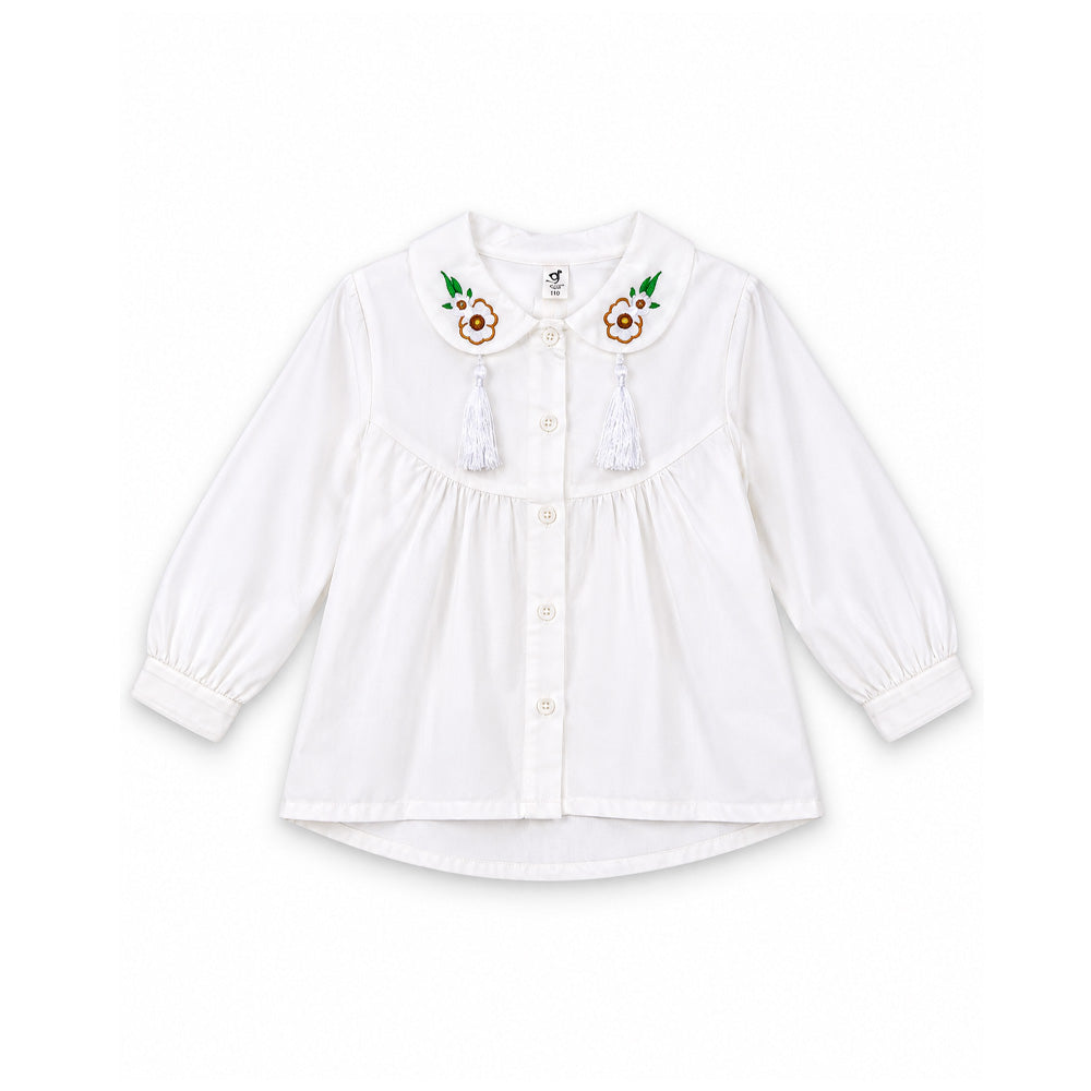 GIRLS L/S BLOUSE L/W NZS-25 7-8 YEAR 05 W.G