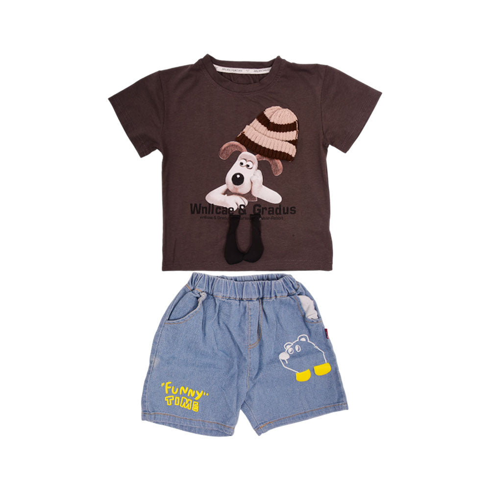 GIRLS S/S 2PC TEE+DENIM SUIT LABUBU NZS-25 18-24M A-7 A.G