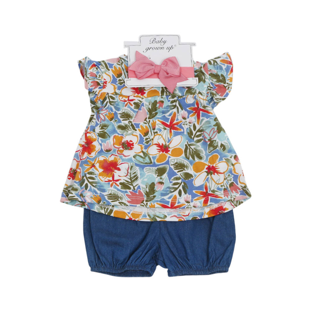 GIRLS CAP/SLV 3PC KNICKER SUIT IRS-25 3-6M 004