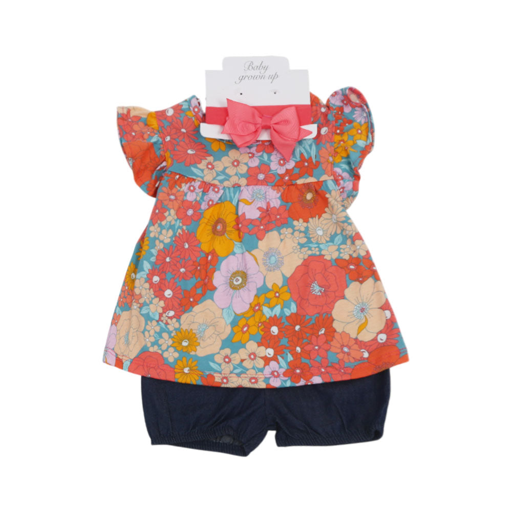 GIRLS CAP/SLV 3PC KNICKER SUIT IRS-25 6-9M 004