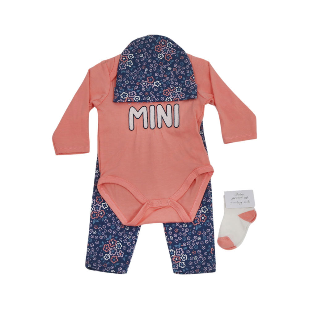 GIRLS L/S 4PC PAJAMA SUIT IRS-25 3-6M 010