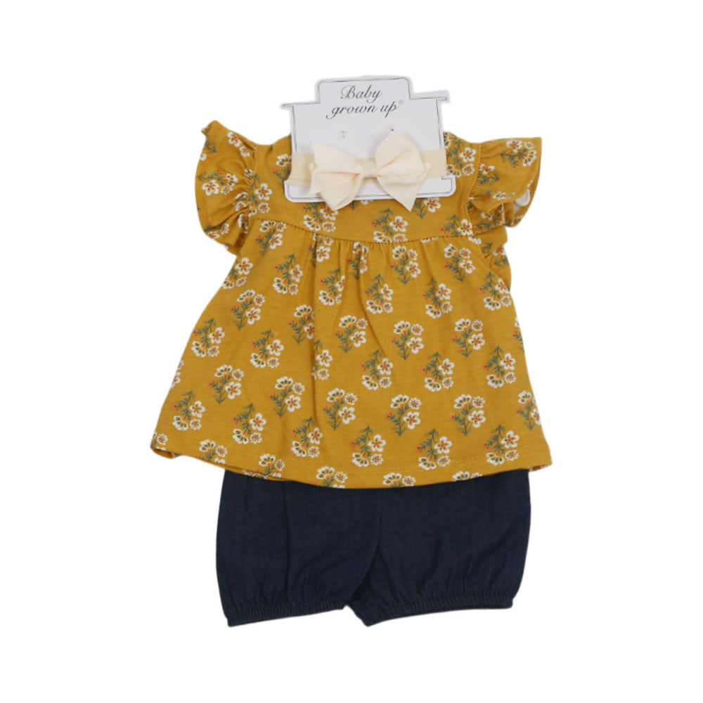 GIRLS CAP/SLV 3PC KNICKER SUIT IRS-25 0-3M 004