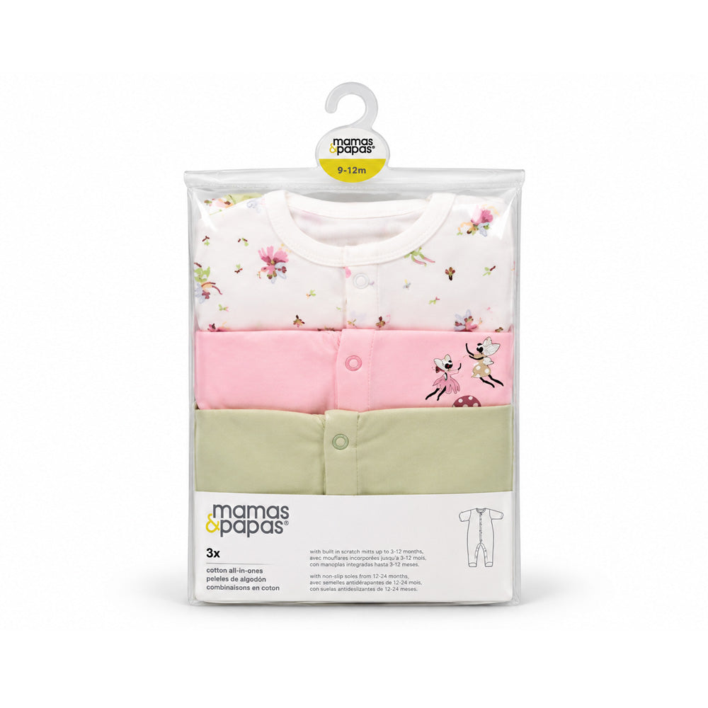 GIRLS L/S 3PC SLEEP SUIT MAMAS & PAPAS IRS-25 9-12M SS-6