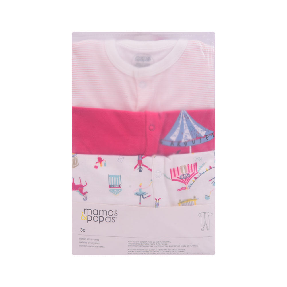 GIRLS L/S 3PC SLEEP SUIT MAMAS & PAPAS IRS-25 12-18M SS-6