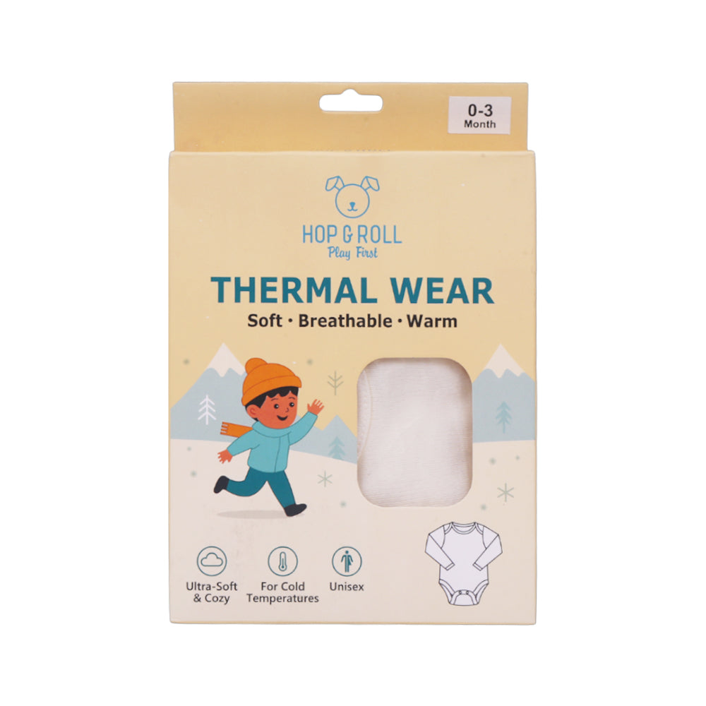 HOP & ROLL THERMAL BODY SUIT OFF WHITE 0-3M 1PC