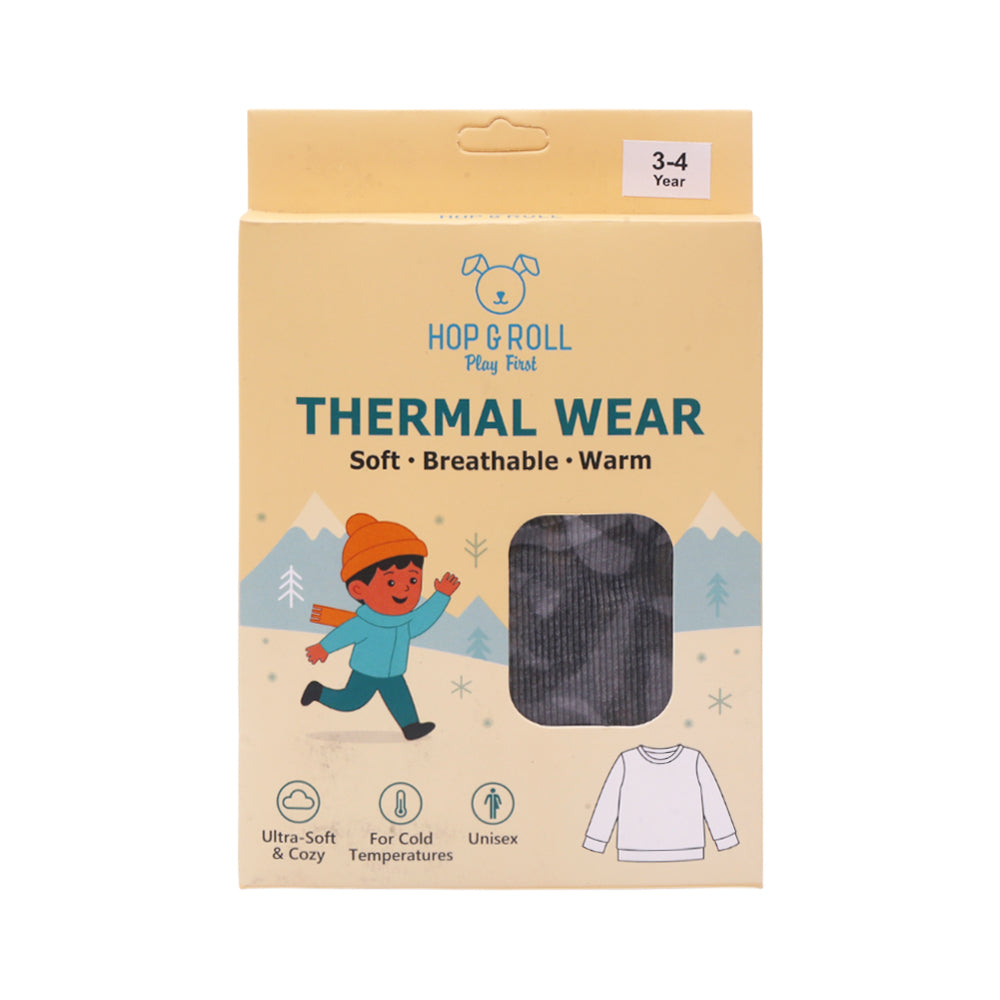 HOP & ROLL THERMAL TOP CHARCOAL 3-4Y 1PC