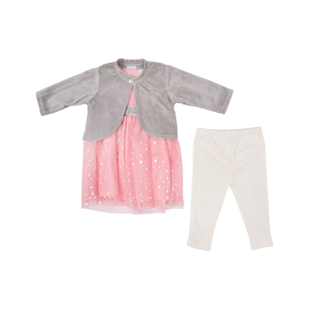 GIRLS L/S 3PC FANCY FROCK OSB IRW-25 12-18M 281-001 THAI