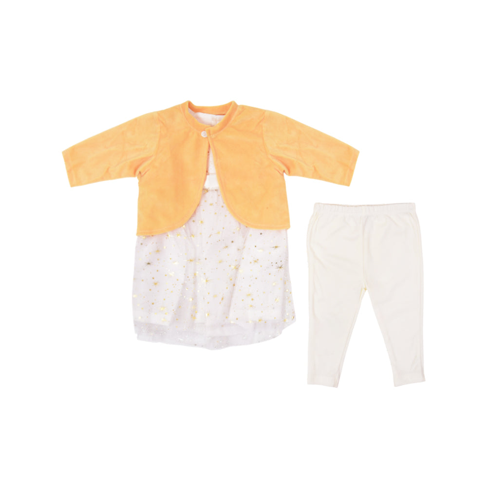 GIRLS L/S 3PC FANCY FROCK OSB IRW-25 6-9M 281-002 THAI