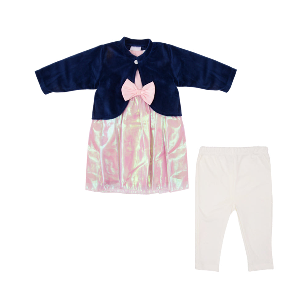 GIRLS L/S 3PC FANCY FROCK OSB IRW-25 3-6M 281-005 THAI