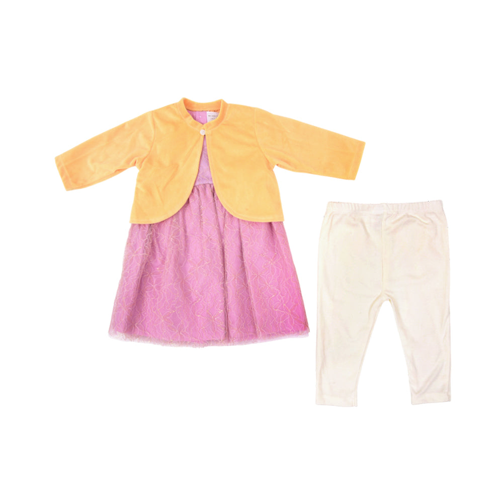 GIRLS L/S 3PC FANCY FROCK OSB IRW-25 18-24M 281-007 THAI