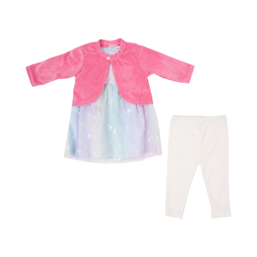 GIRLS L/S 3PC FANCY FROCK OSB IRW-25 12-18M 281-008 THAI