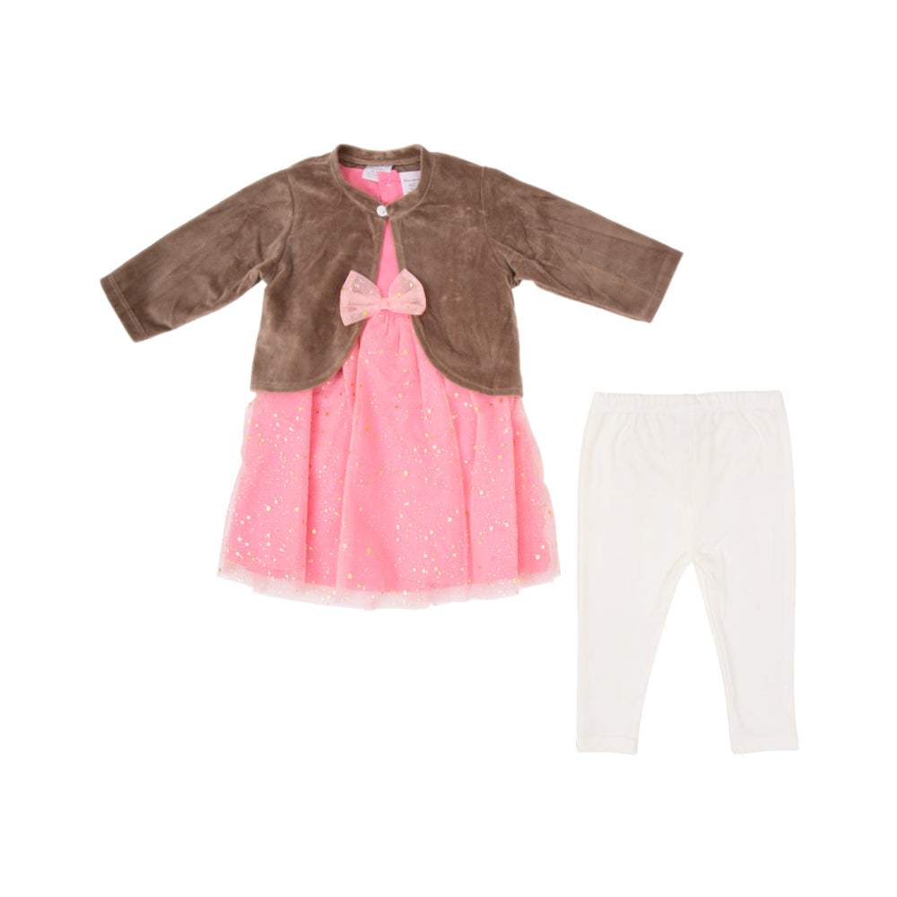 GIRLS L/S 3PC FANCY FROCK OSB IRW-25 18-24M 281-016 THAI