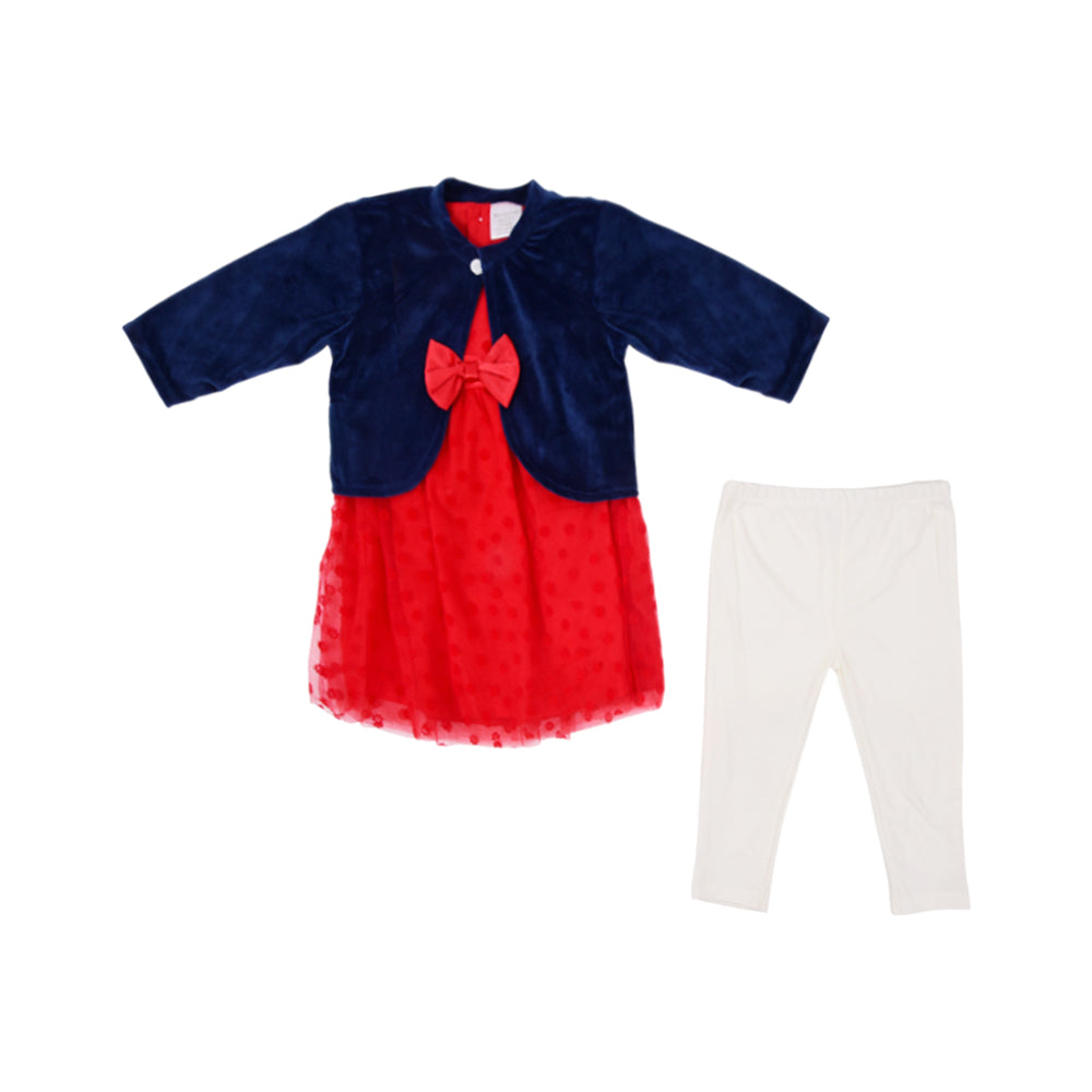 GIRLS L/S 3PC FANCY FROCK OSB IRW-25 0-3M 281-017 THAI