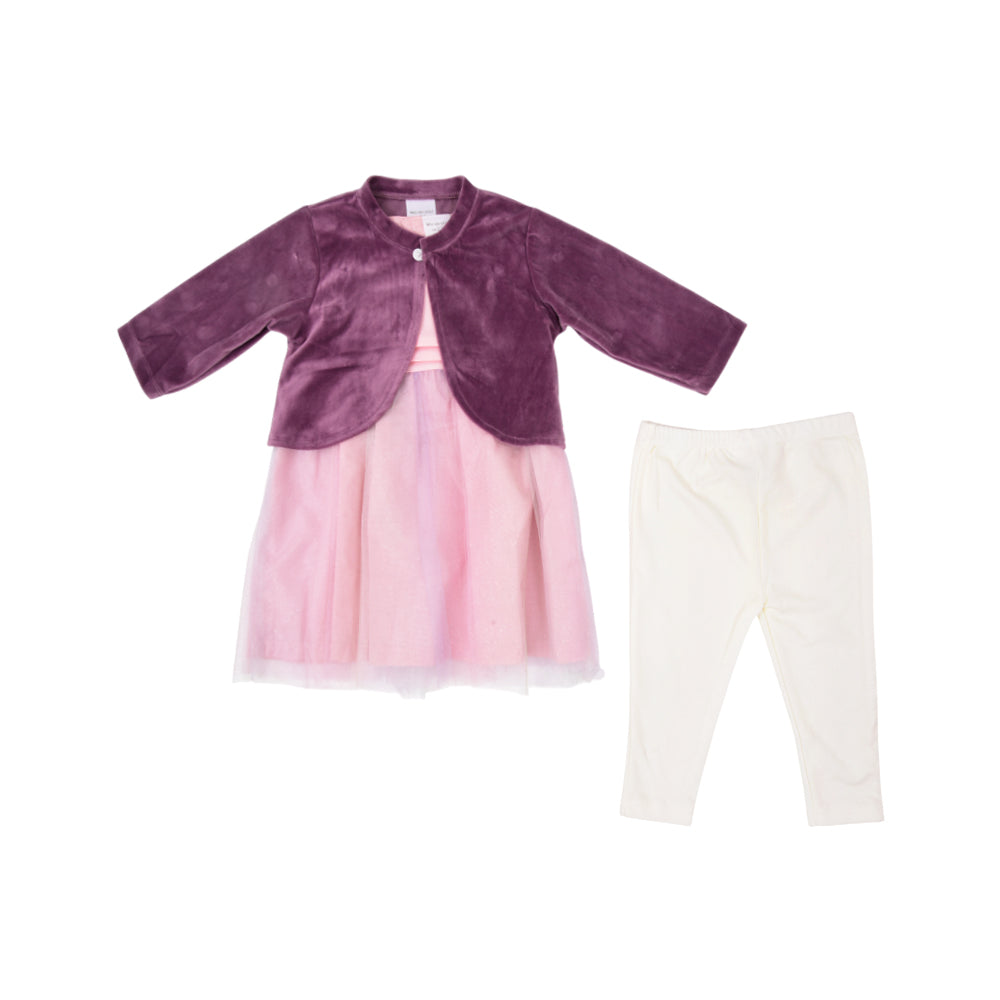 GIRLS L/S 3PC FANCY FROCK OSB IRW-25 12-18M 281-018 THAI