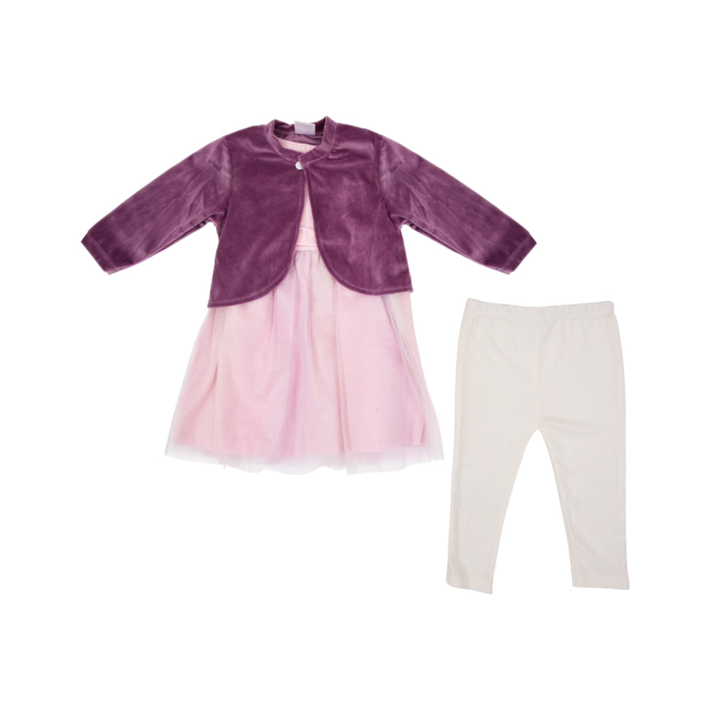 GIRLS L/S 3PC FANCY FROCK OSB IRW-25 18-24M 281-018 THAI