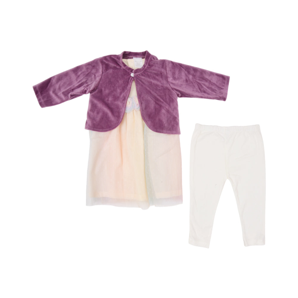 GIRLS L/S 3PC FANCY FROCK OSB IRW-25 18-24M 281-020 THAI