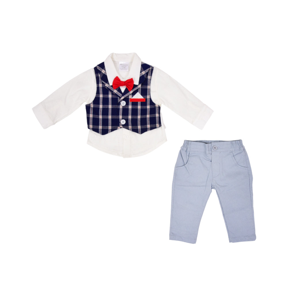 BOYS L/S 3PC PAJAMA SUIT OSB IRW-25 0-3M 281-039 THAI