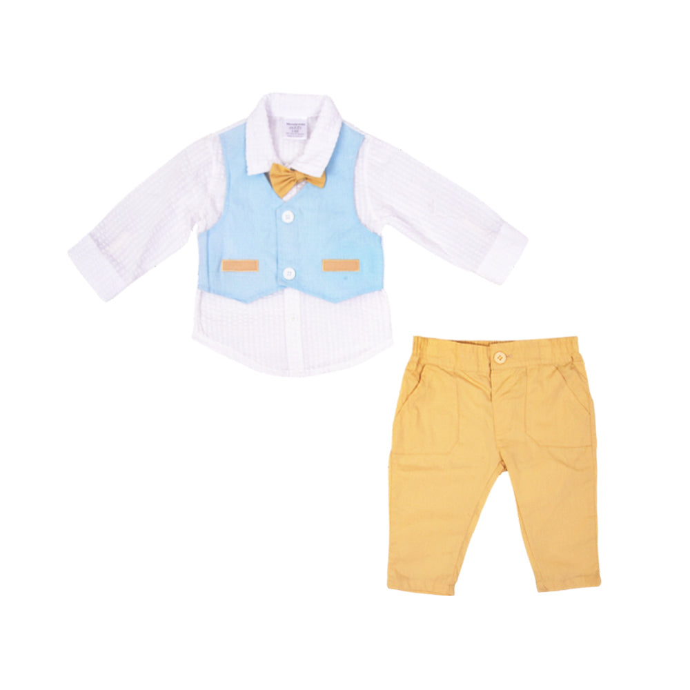 BOYS L/S 3PC PAJAMA SUIT OSB IRW-25 3-6M 281-042 THAI