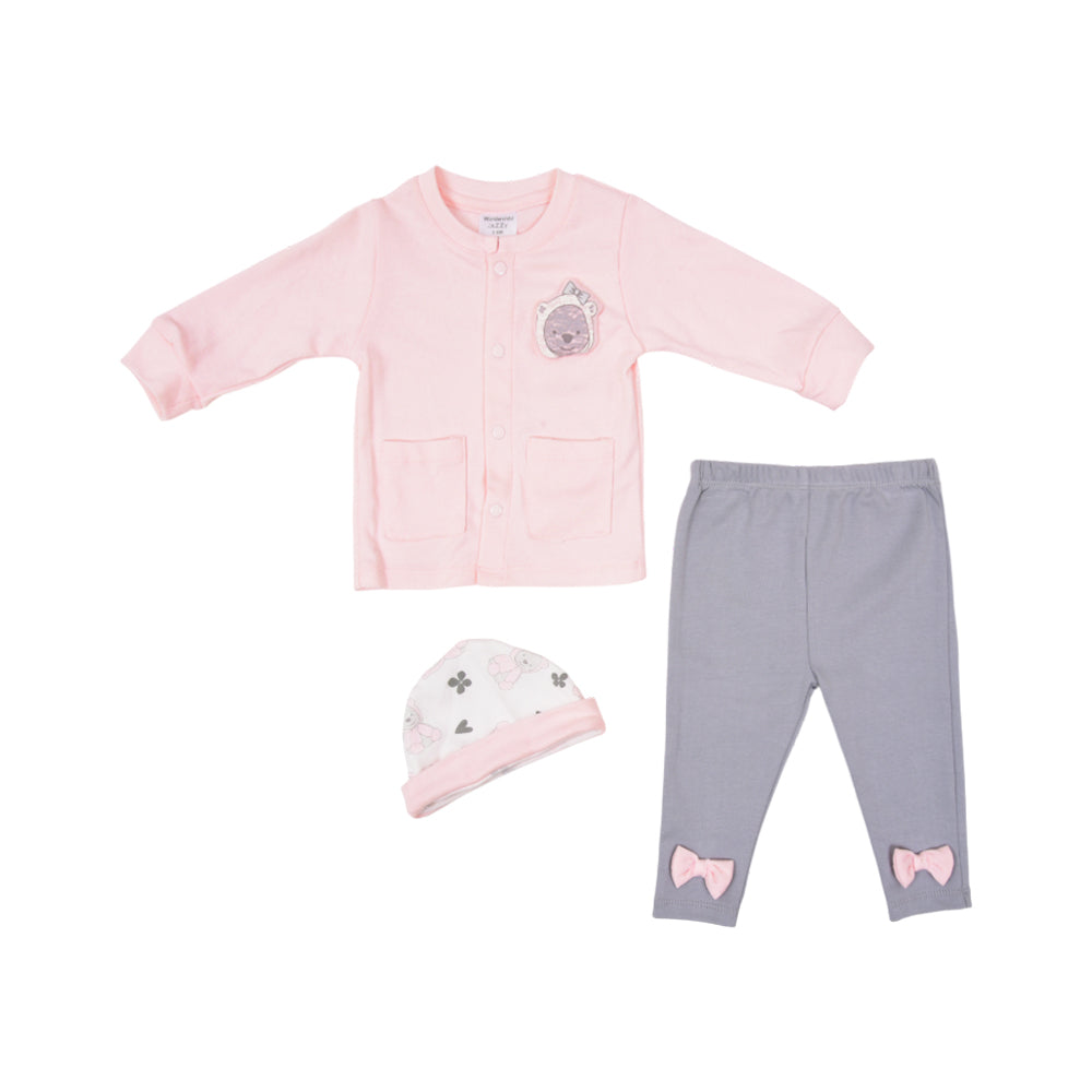 GIRLS L/S 3PC PAJAMA SUIT IRW-25 3-6M 257-084 THAI