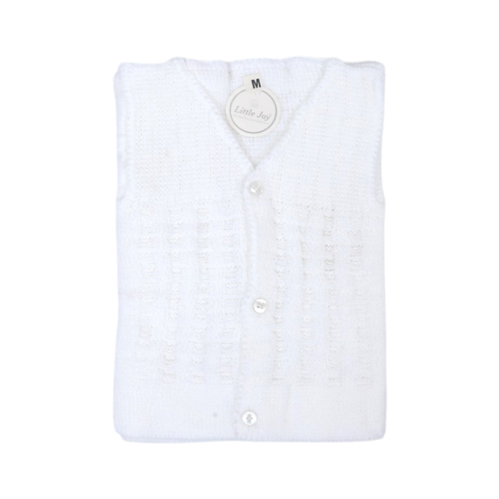 BABY WOOLEN VEST FRONT OPEN WHITE MEDIUM NZW-25