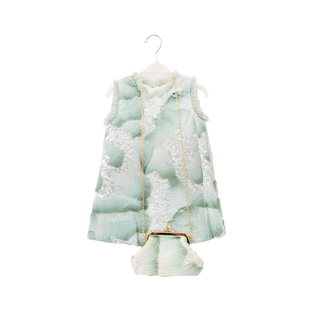GIRLS S/L FANCY FROCK WITH PURSE IR-25 18-24M VA1383
