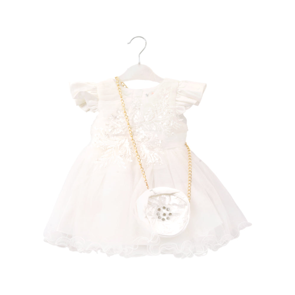 GIRLS CAP SLEEVE FANCY FROCK WITH PURSE IR-25 4-5YEAR TY805