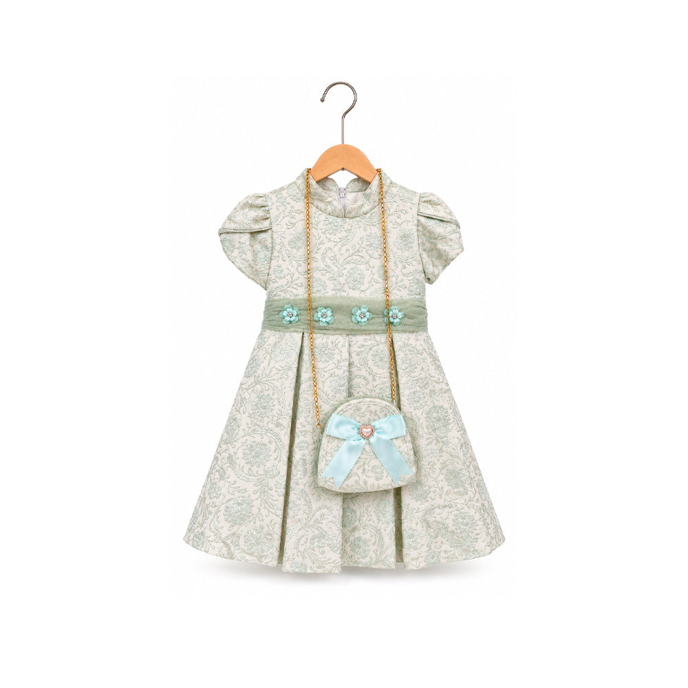 GIRLS CAP SLEEVE FANCY FROCK WITH PURSE IR-25 6-7YEAR VF120