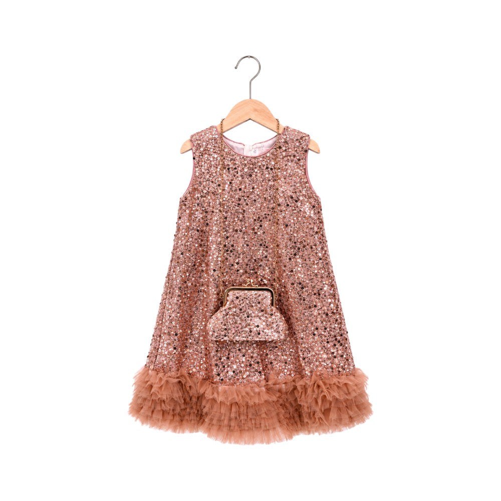 GIRLS S/L FANCY FROCK WITH PURSE IR-25 8-9YEAR V2325