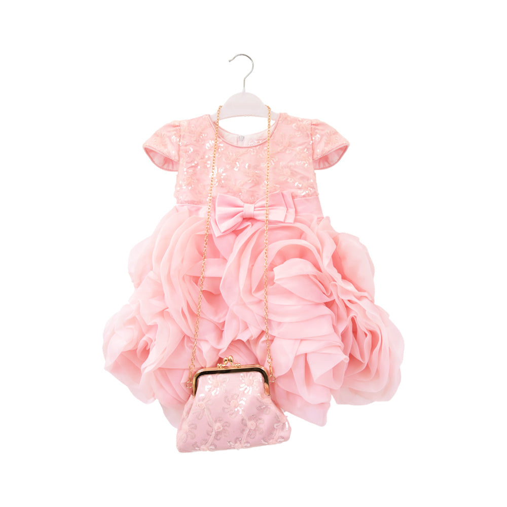 GIRLS CAP SLEEVE FANCY FROCK WITH PURSE IR-25 3-4YEAR B7-66-