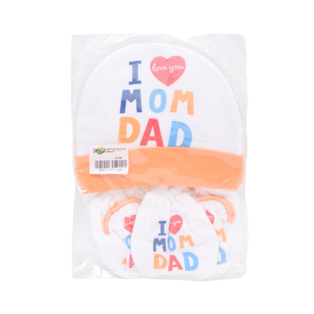 BABY CAP W-MITTON BOOTIES SET NZW-25 RS4-49 (Multi Colors)