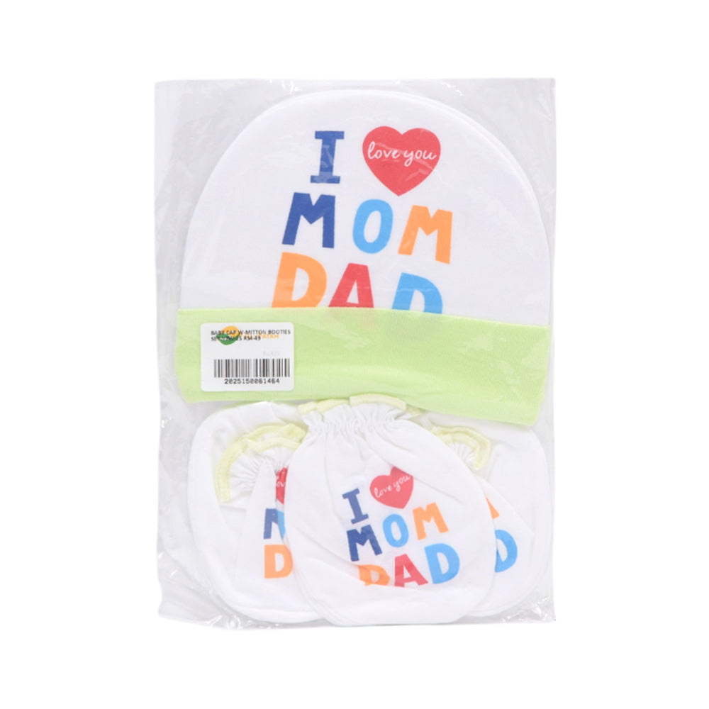 BABY CAP W-MITTON BOOTIES SET NZW-25 RS4-49 (Multi Colors)