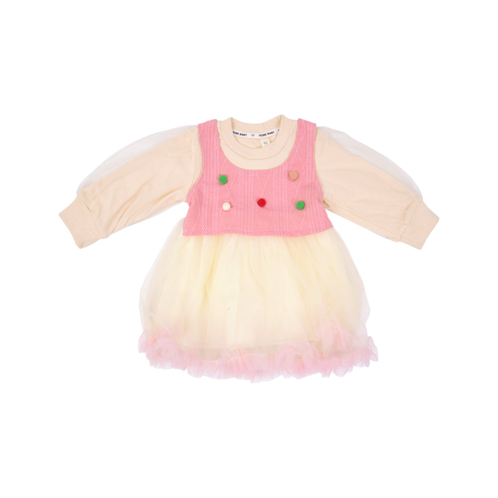 GIRLS L/S FANCY FROCK NZW-25 12-18 M 01047