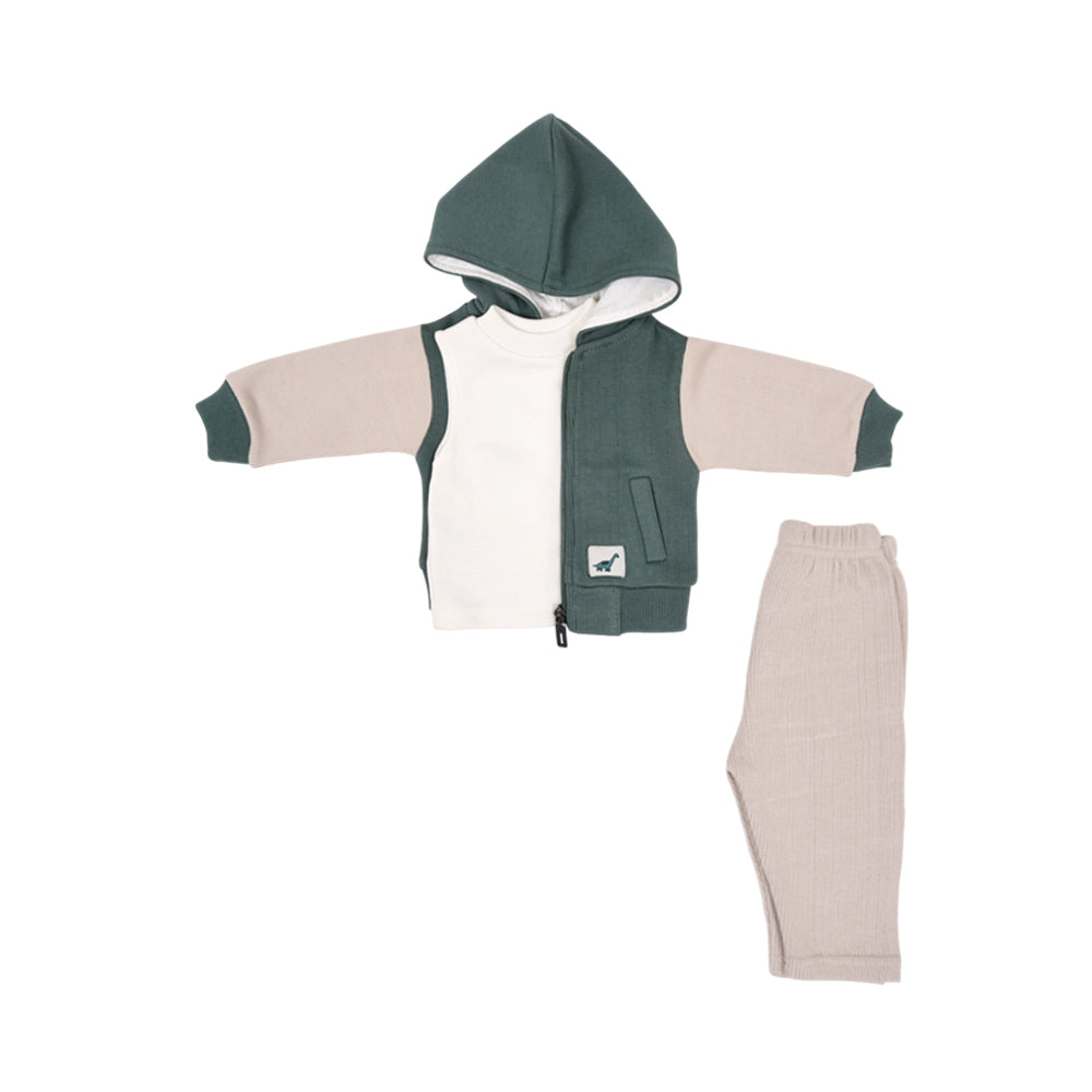 BOYS L/S 3PC PAJAMA SUIT HOODED NZW-25 3-6 M 1048