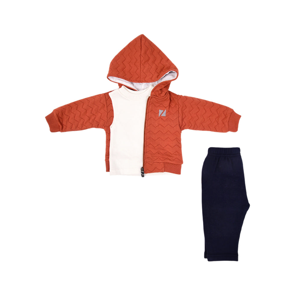 BOYS L/S 3PC PAJAMA SUIT HOODED NZW-25 9-12 M 1056