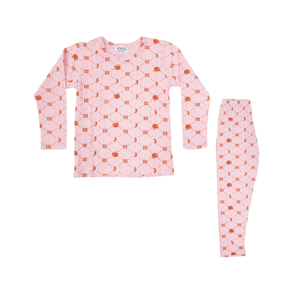 GIRLS L/S 2PC SLEEPING SUIT NZW-25 3-4 YEAR D-2509