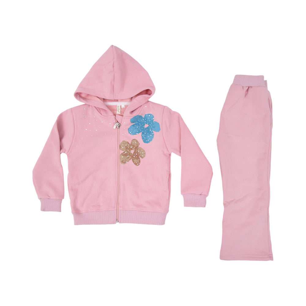 GIRLS L/S 2PC TROUSER SUIT HOODED ZHW-25 4-5 YEAR 3302A