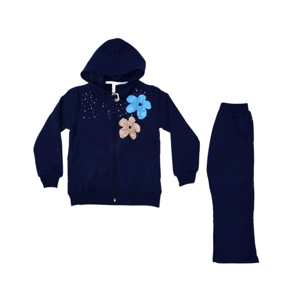 GIRLS L/S 2PC TROUSER SUIT HOODED ZHW-25 7-8 YEAR 3302A