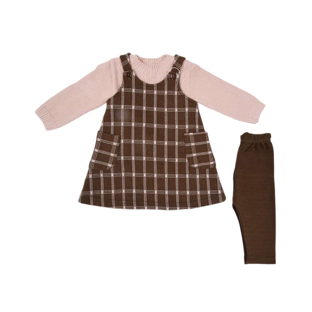 GIRLS L/S 3PC FROCK O.S.B ZHW-25 6-9M 1012