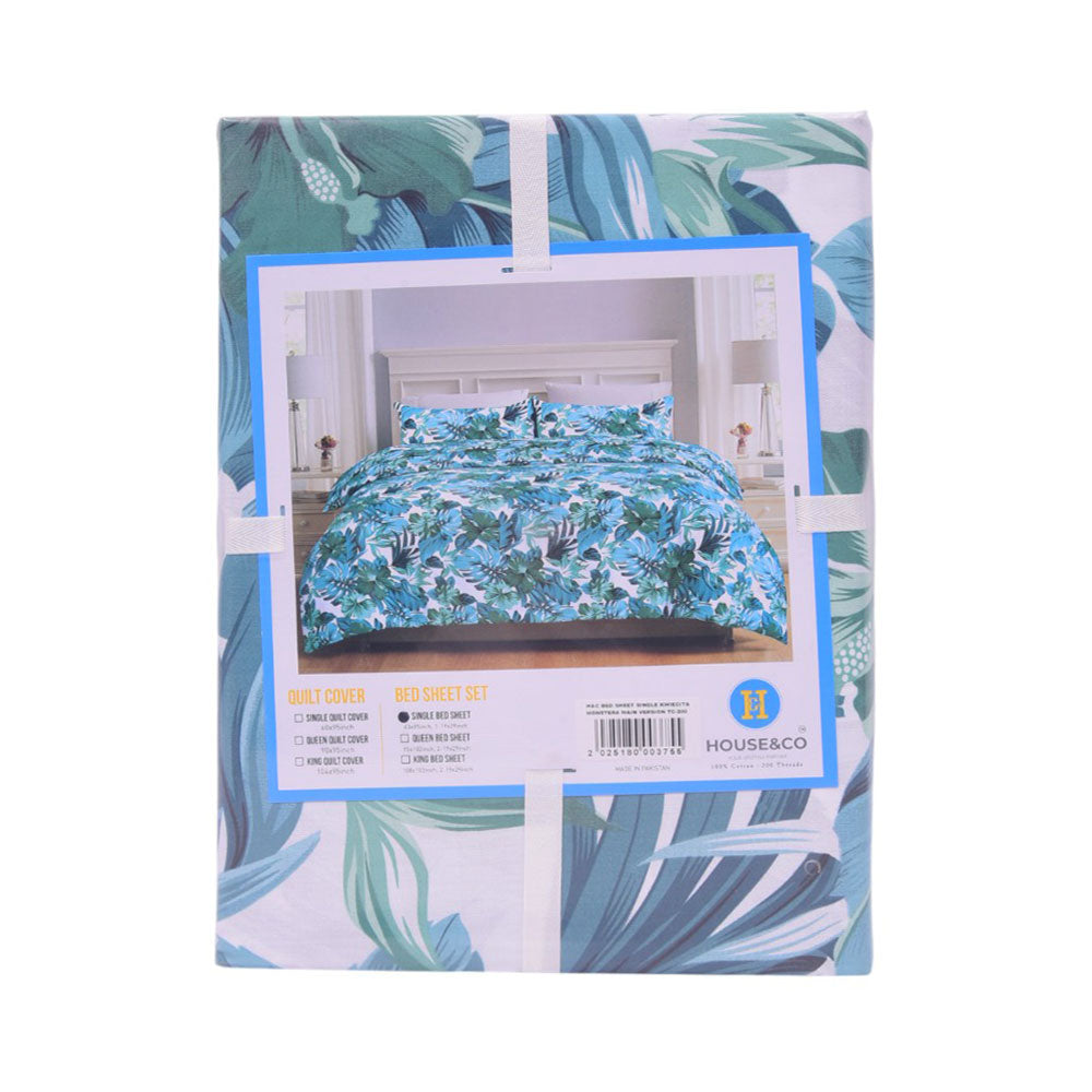 House & Co BED SHEET SINGLE KWIECITA MONSTERA MAIN VERSION TC-200