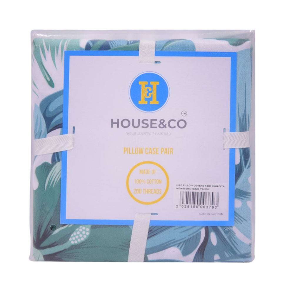 House & Co PILLOW COVERS PAIR KWIECITA MONSTERA 19X29 TC-200