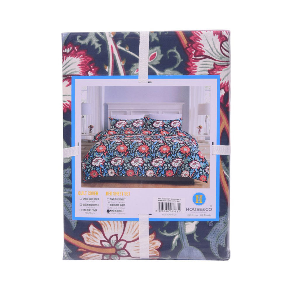 House & Co BED SHEET KINGPINK & ROSE MAIN VERSION TC-200