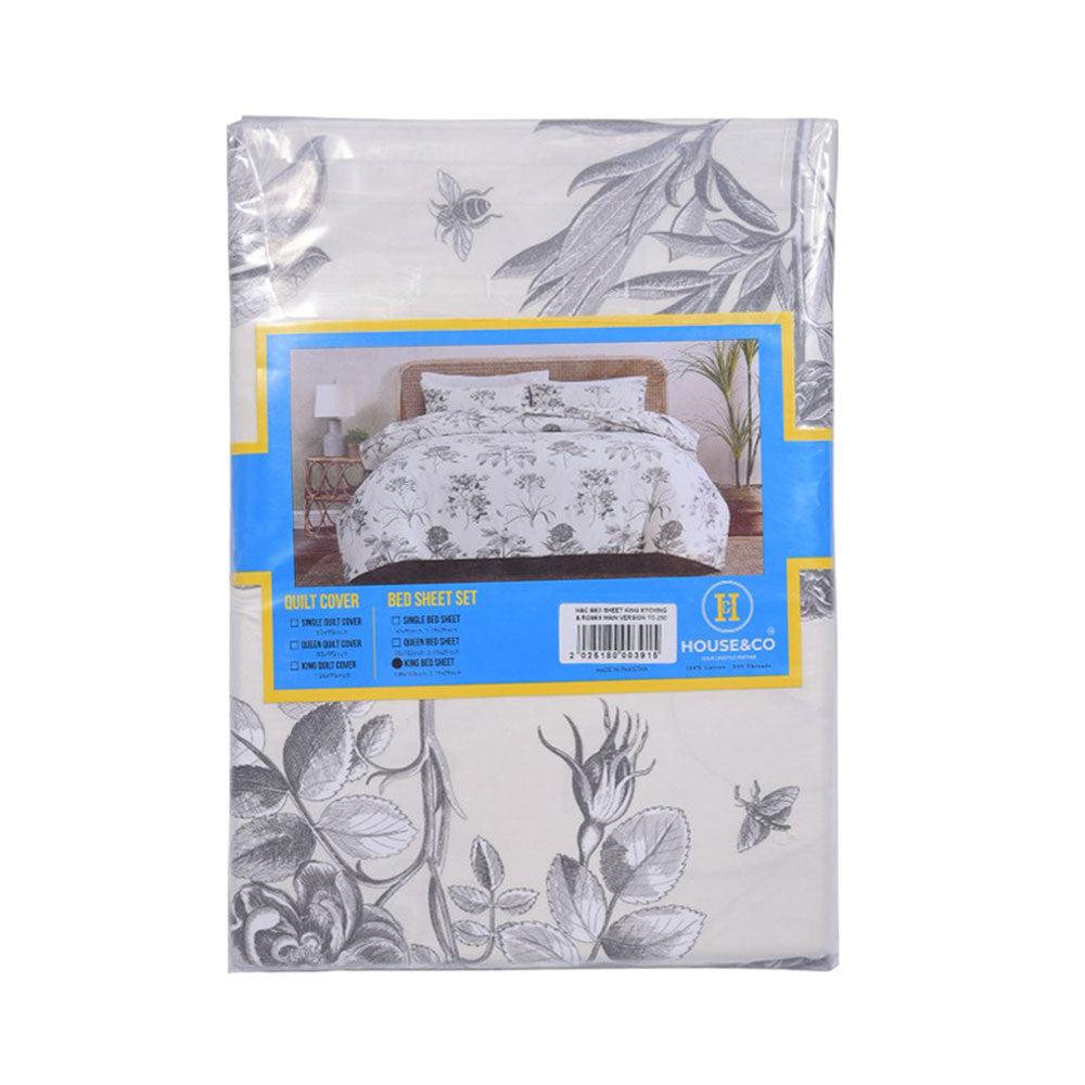 House & Co BED SHEET KINGETCHING & ROSES MAIN VERSION TC-250