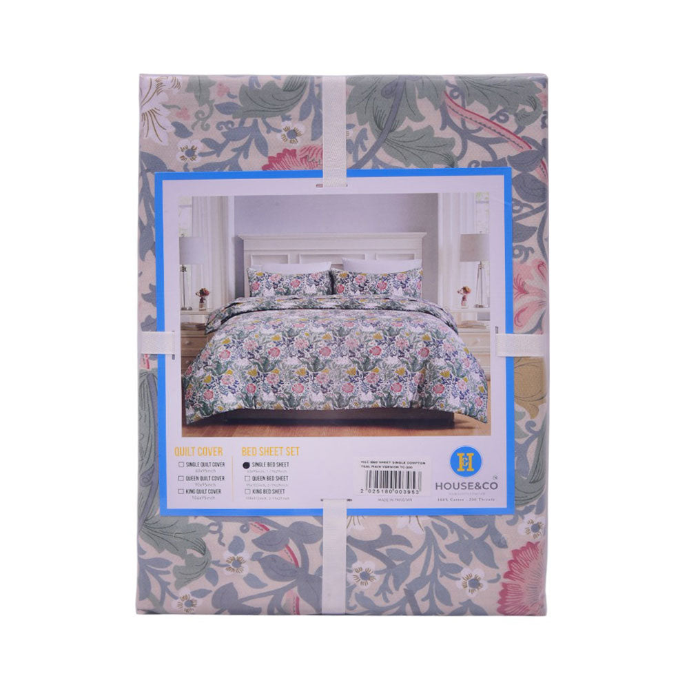 H&C BED SHEET SINGLE COMPTON TEAL MAIN VERSION TC-200